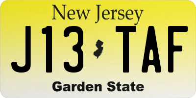 NJ license plate J13TAF