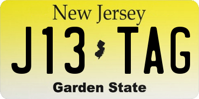 NJ license plate J13TAG