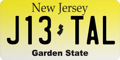 NJ license plate J13TAL