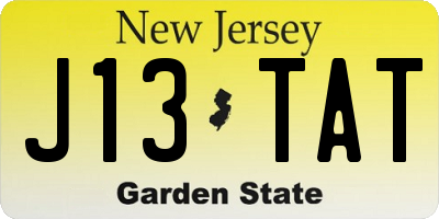 NJ license plate J13TAT