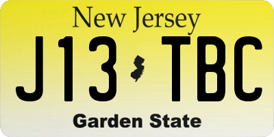 NJ license plate J13TBC