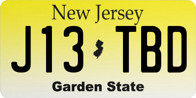 NJ license plate J13TBD