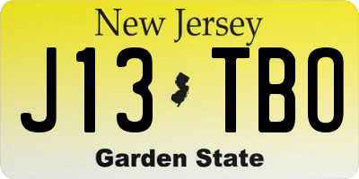 NJ license plate J13TBO