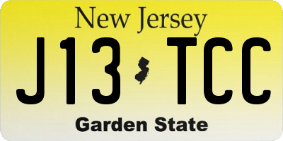 NJ license plate J13TCC