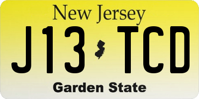 NJ license plate J13TCD
