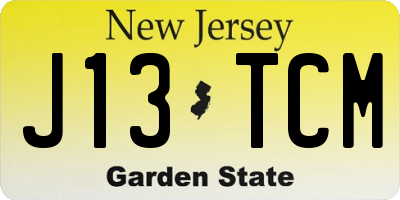 NJ license plate J13TCM