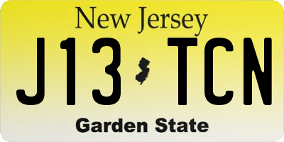 NJ license plate J13TCN
