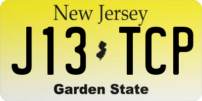 NJ license plate J13TCP