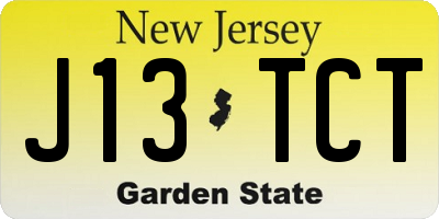 NJ license plate J13TCT