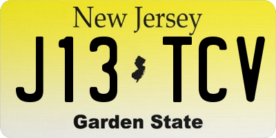 NJ license plate J13TCV