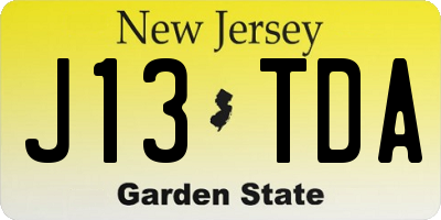 NJ license plate J13TDA
