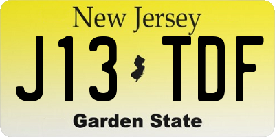 NJ license plate J13TDF