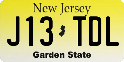 NJ license plate J13TDL