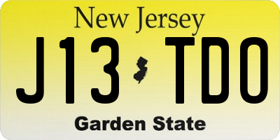 NJ license plate J13TDO