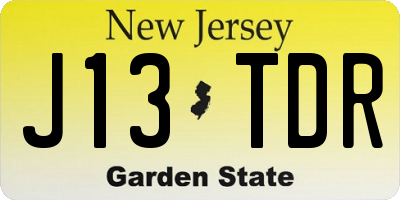 NJ license plate J13TDR