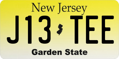 NJ license plate J13TEE