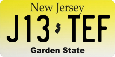 NJ license plate J13TEF