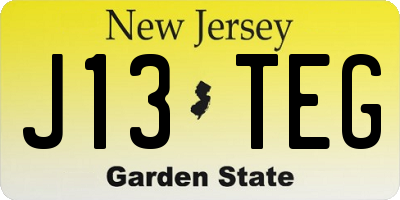 NJ license plate J13TEG