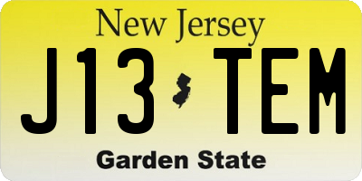 NJ license plate J13TEM