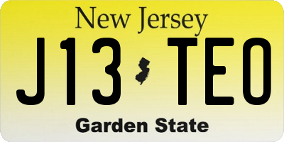NJ license plate J13TEO