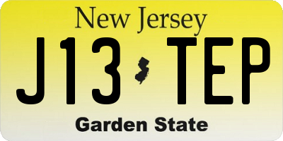 NJ license plate J13TEP