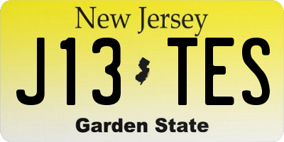 NJ license plate J13TES