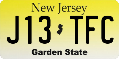 NJ license plate J13TFC