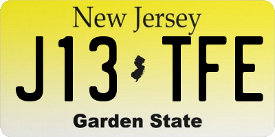 NJ license plate J13TFE