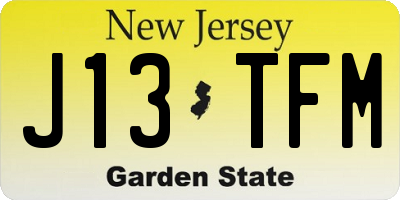 NJ license plate J13TFM
