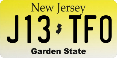 NJ license plate J13TFO