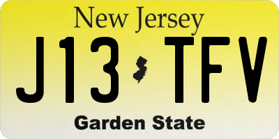 NJ license plate J13TFV
