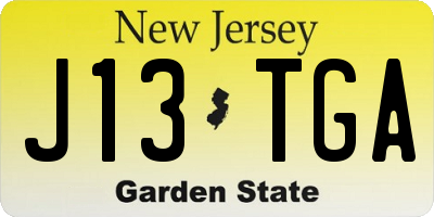 NJ license plate J13TGA