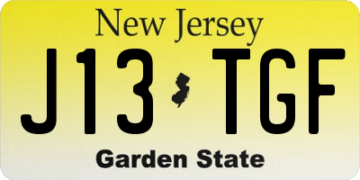 NJ license plate J13TGF