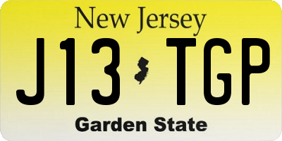 NJ license plate J13TGP