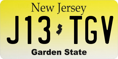 NJ license plate J13TGV