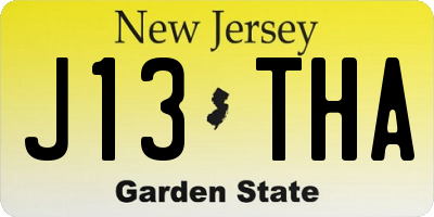 NJ license plate J13THA