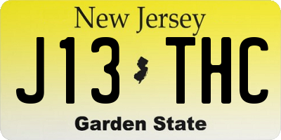 NJ license plate J13THC