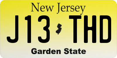 NJ license plate J13THD