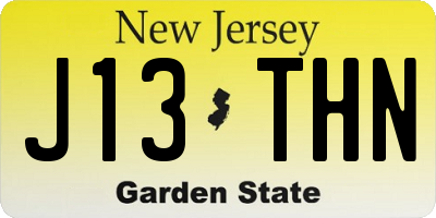 NJ license plate J13THN