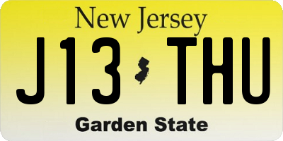 NJ license plate J13THU