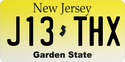 NJ license plate J13THX