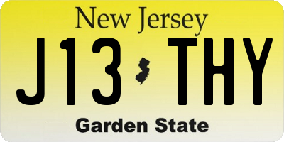 NJ license plate J13THY