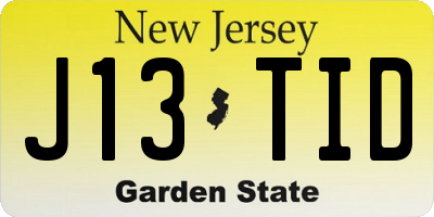 NJ license plate J13TID