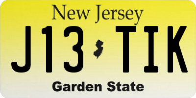 NJ license plate J13TIK