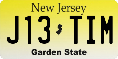 NJ license plate J13TIM