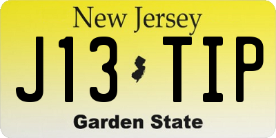 NJ license plate J13TIP