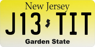 NJ license plate J13TIT
