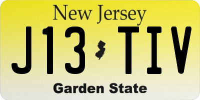 NJ license plate J13TIV