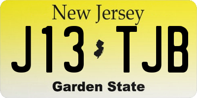 NJ license plate J13TJB