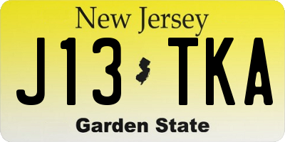 NJ license plate J13TKA